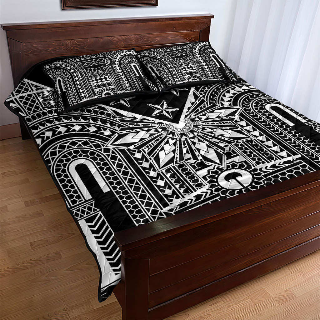 Black Philippines Sun Star Quilt Bed Set Igorot Tribal Inspiration