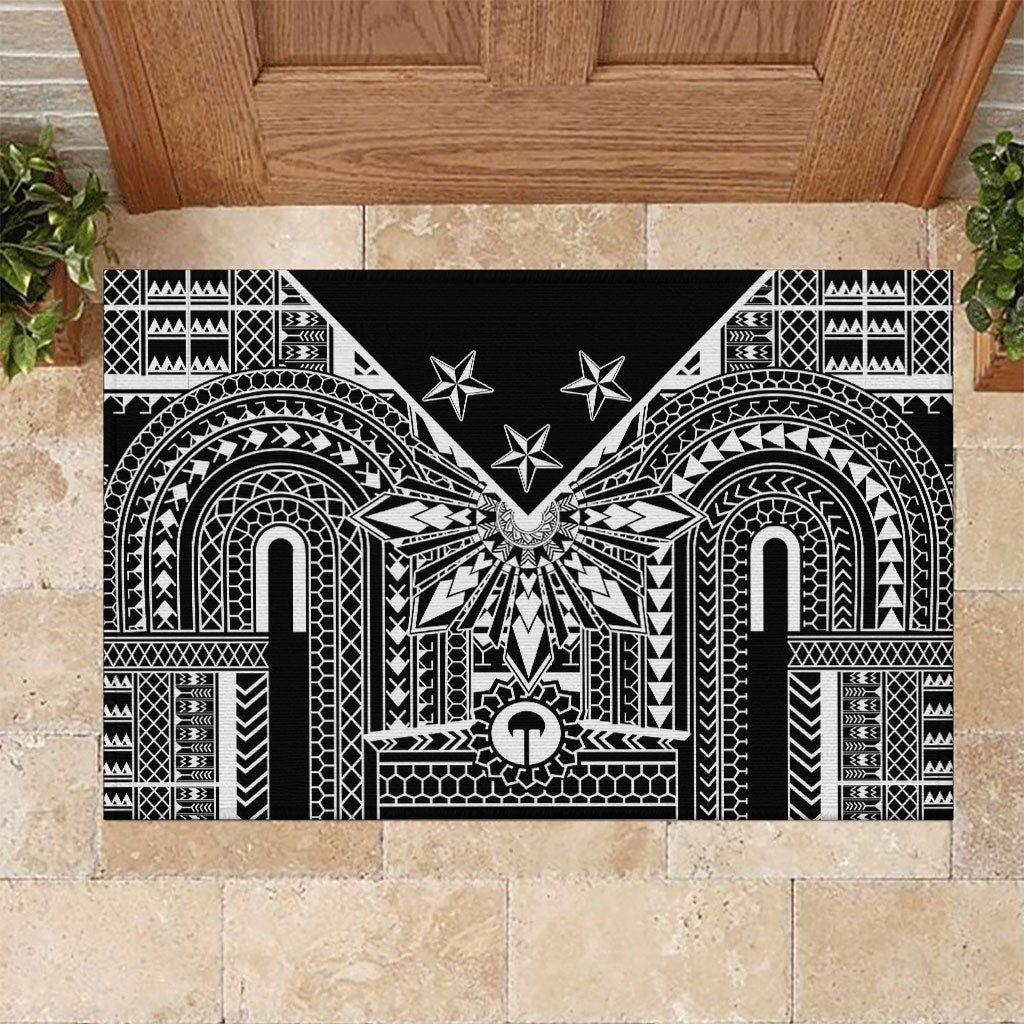 Black Philippines Sun Star Rubber Doormat Igorot Tribal Inspiration