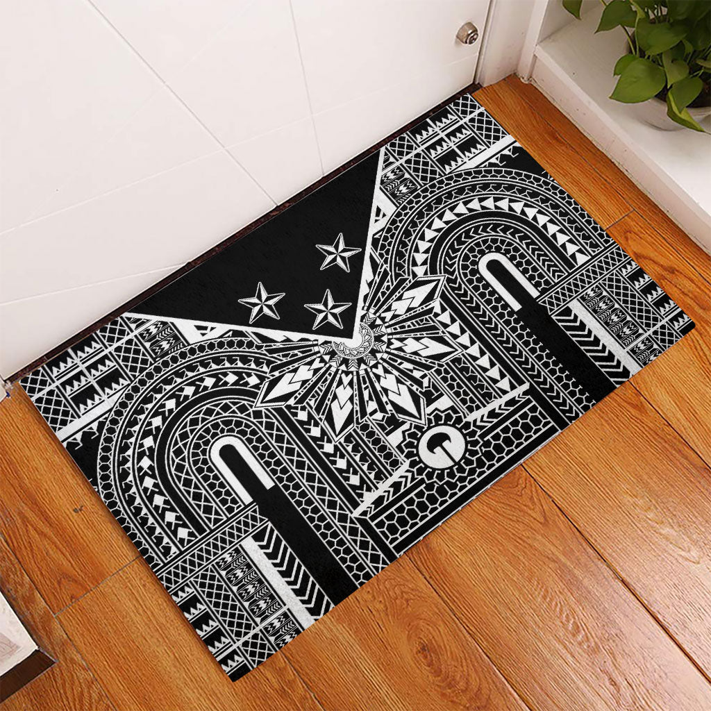 Black Philippines Sun Star Rubber Doormat Igorot Tribal Inspiration