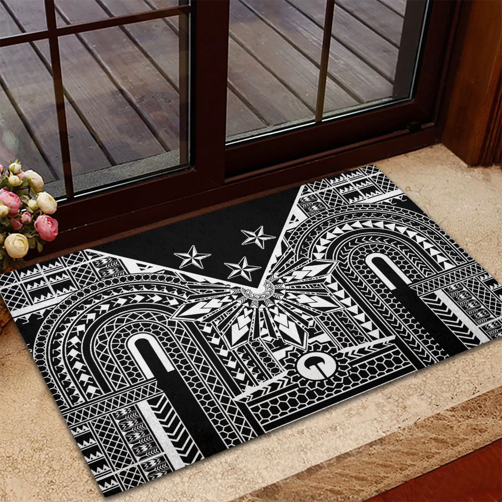 Black Philippines Sun Star Rubber Doormat Igorot Tribal Inspiration
