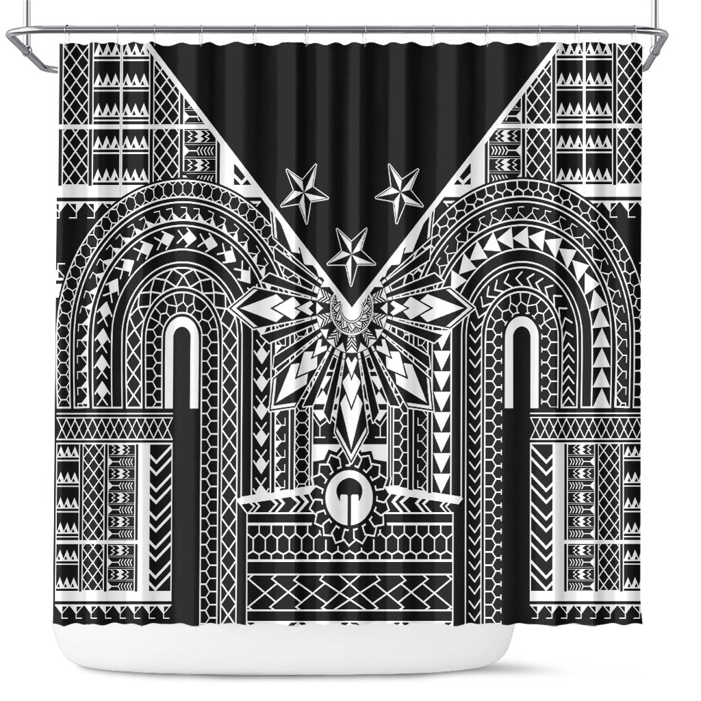 Black Philippines Sun Star Shower Curtain Igorot Tribal Inspiration