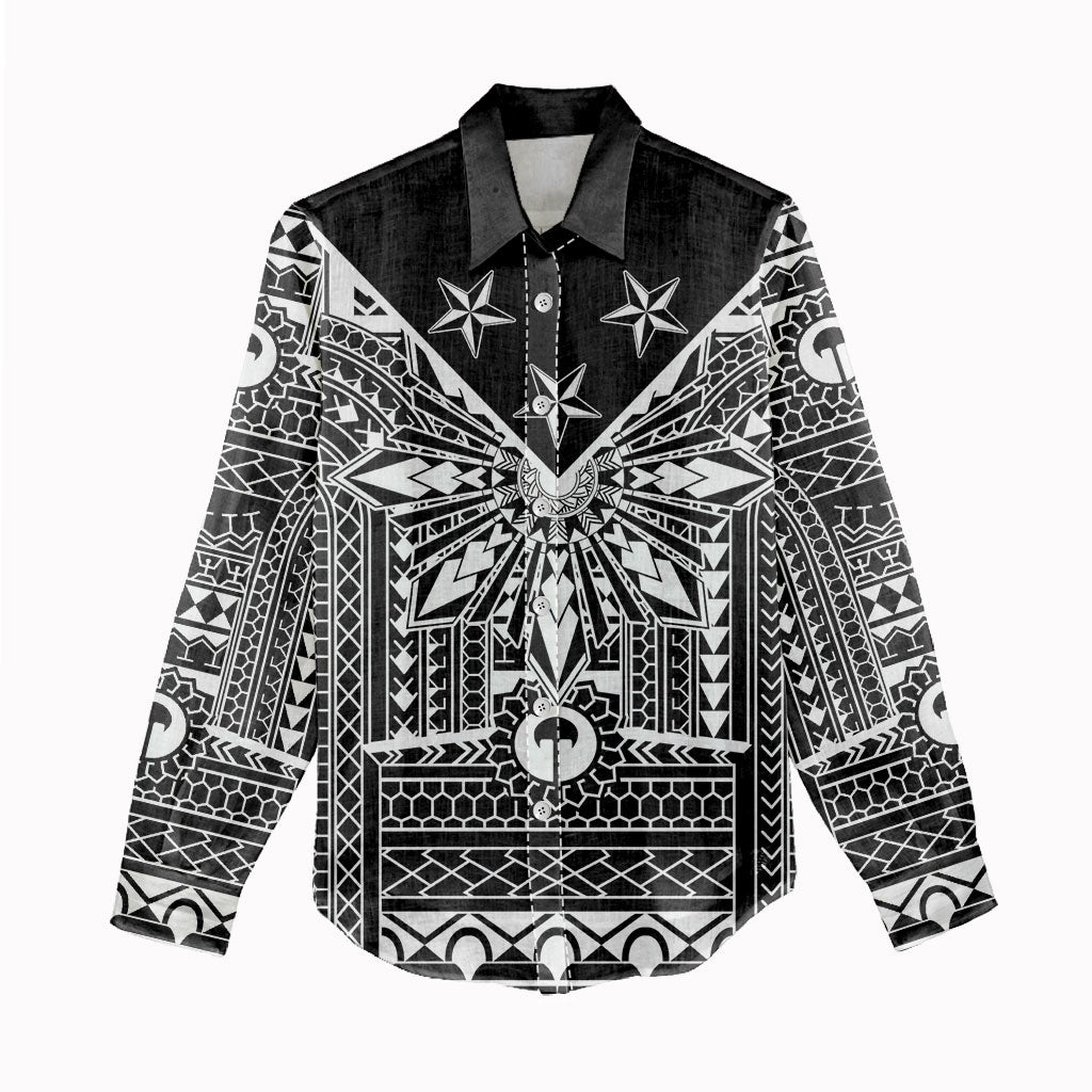 Black Philippines Sun Star Women Casual Shirt Igorot Tribal Inspiration