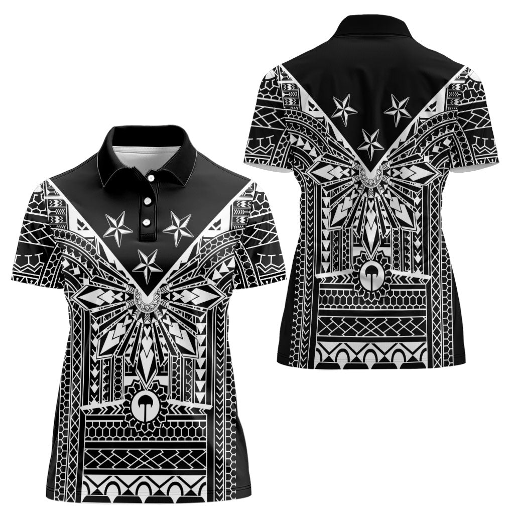 Black Philippines Sun Star Women Polo Shirt Igorot Tribal Inspiration