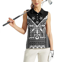 Black Philippines Sun Star Women Sleeveless Polo Shirt Igorot Tribal Inspiration