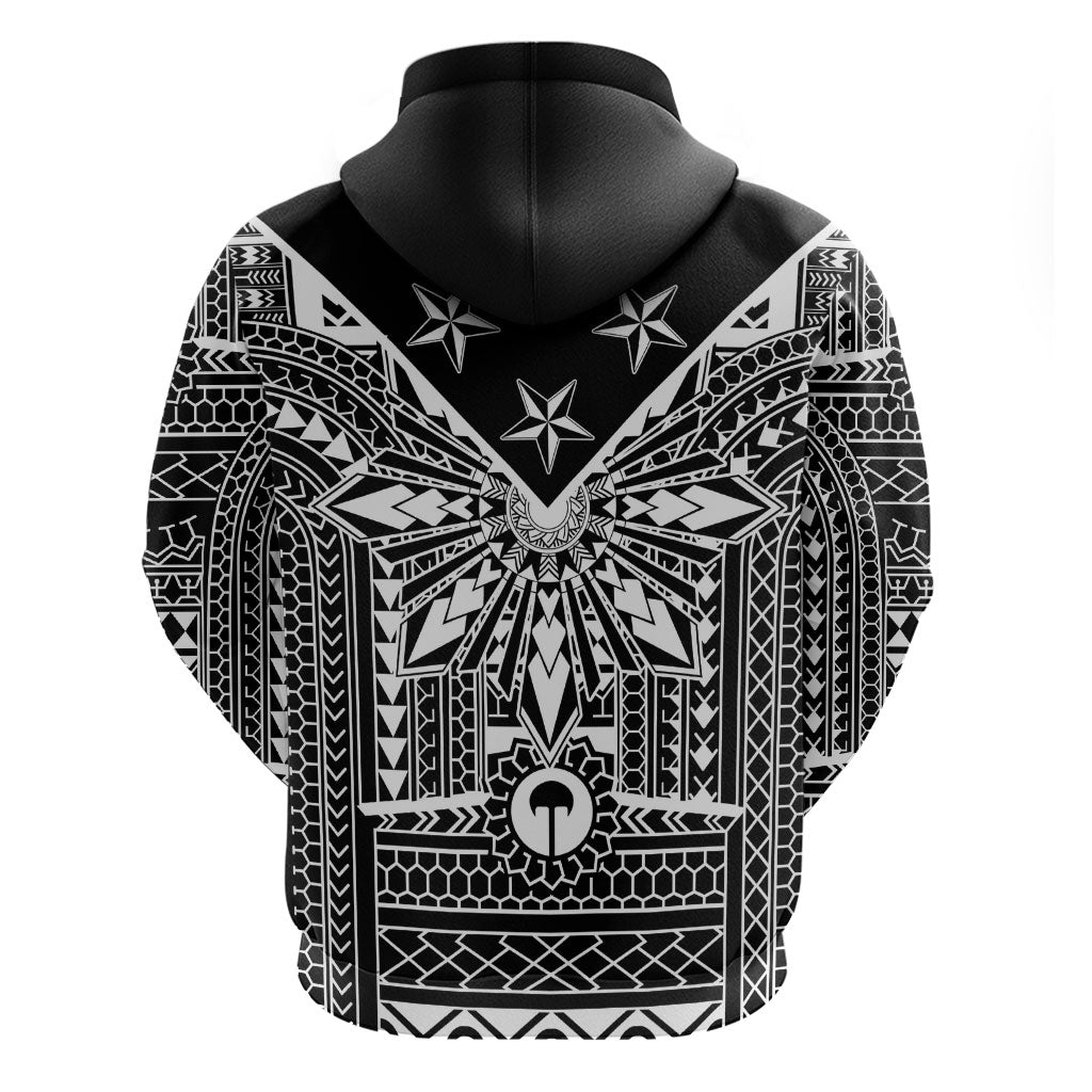 Black Philippines Sun Star Zip Hoodie Igorot Tribal Inspiration