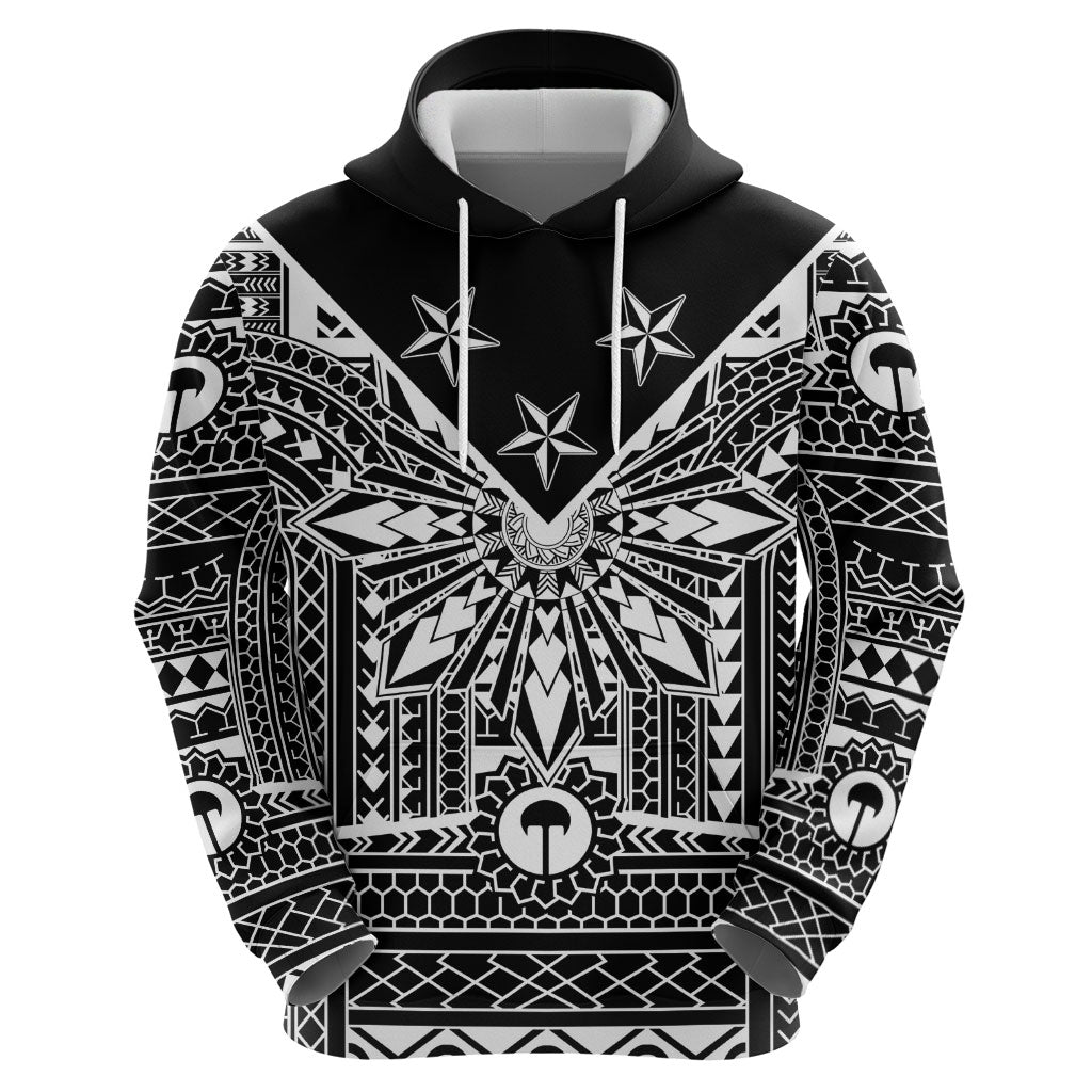 Black Philippines Sun Star Zip Hoodie Igorot Tribal Inspiration