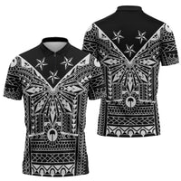 Black Philippines Sun Star Zipper Polo Shirt Igorot Tribal Inspiration