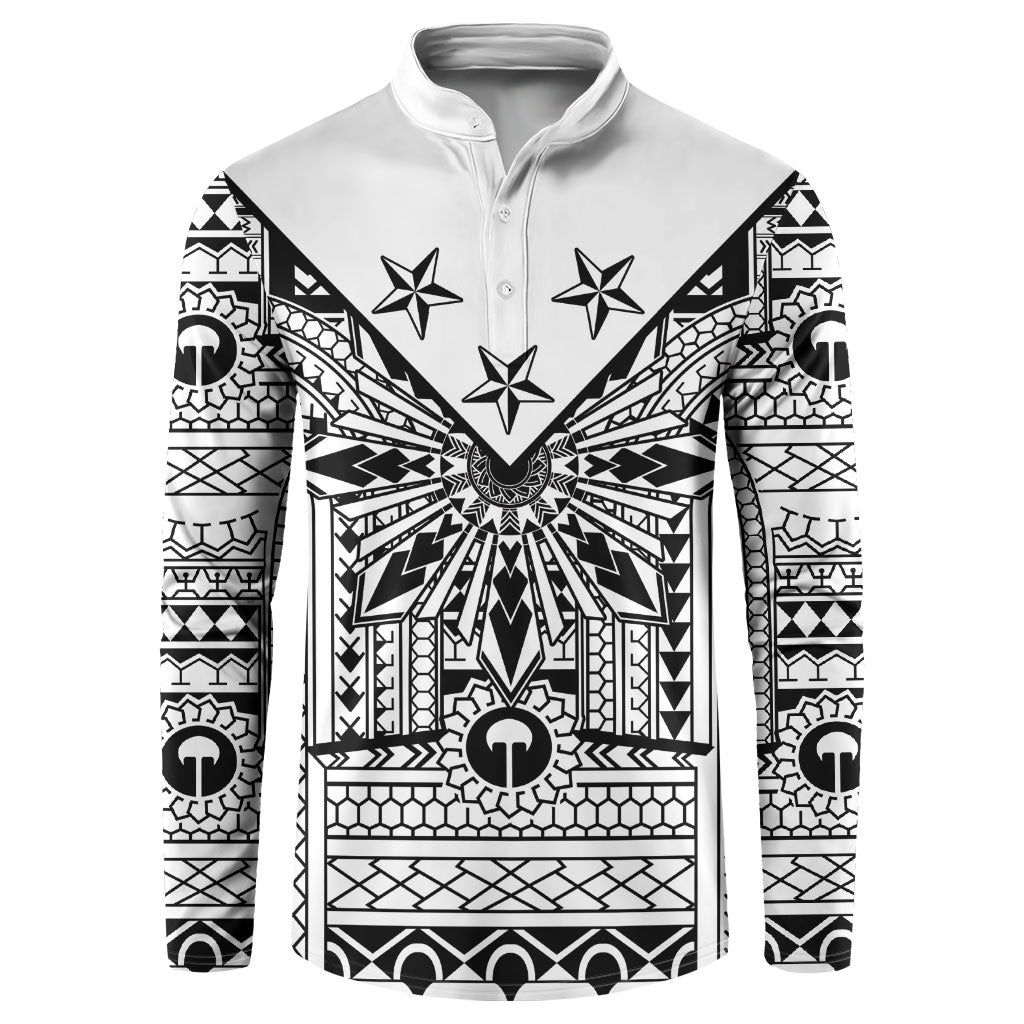 White Philippines Sun Star Button Sweatshirt Igorot Tribal Inspiration