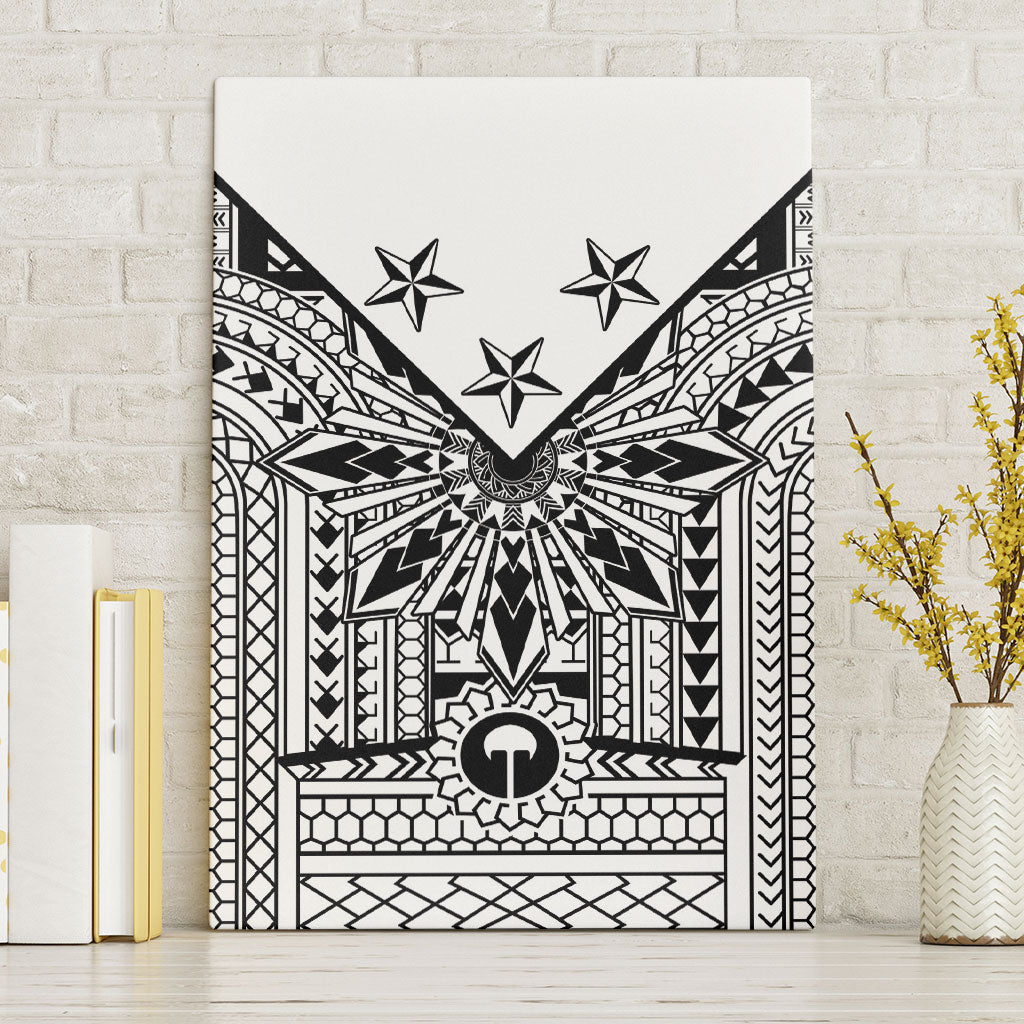 White Philippines Sun Star Canvas Wall Art Igorot Tribal Inspiration