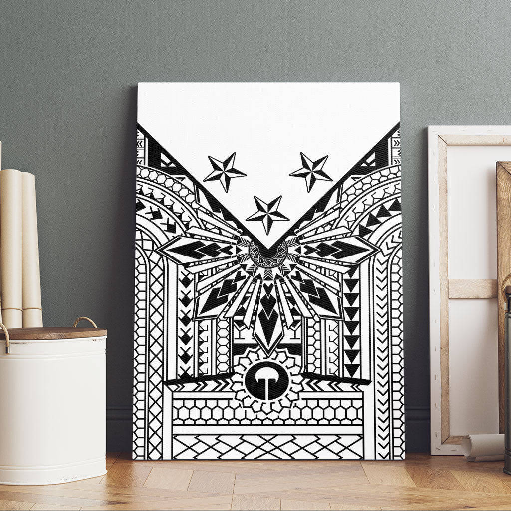 White Philippines Sun Star Canvas Wall Art Igorot Tribal Inspiration