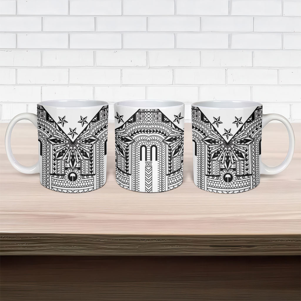 White Philippines Sun Star Ceramic Mug Igorot Tribal Inspiration