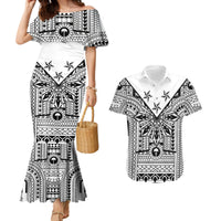 White Philippines Sun Star Couples Matching Mermaid Dress and Hawaiian Shirt Igorot Tribal Inspiration