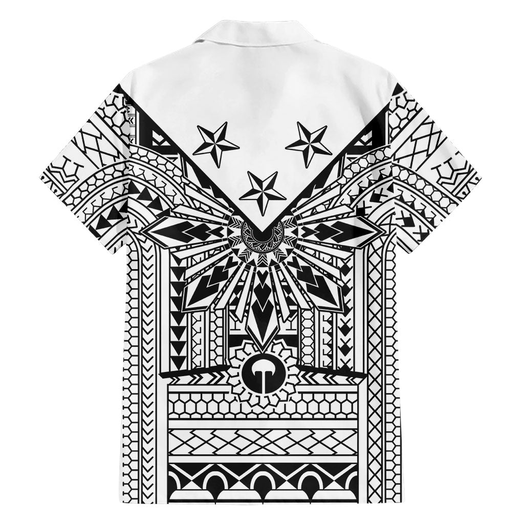 White Philippines Sun Star Family Matching Off The Shoulder Long Sleeve Dress and Hawaiian Shirt Igorot Tribal Inspiration LT05 - Polynesian Pride
