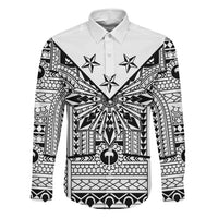 White Philippines Sun Star Family Matching Off Shoulder Maxi Dress and Hawaiian Shirt Igorot Tribal Inspiration LT05 Dad's Shirt - Long Sleeve White - Polynesian Pride
