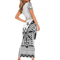 White Philippines Sun Star Family Matching Short Sleeve Bodycon Dress and Hawaiian Shirt Igorot Tribal Inspiration LT05 - Polynesian Pride