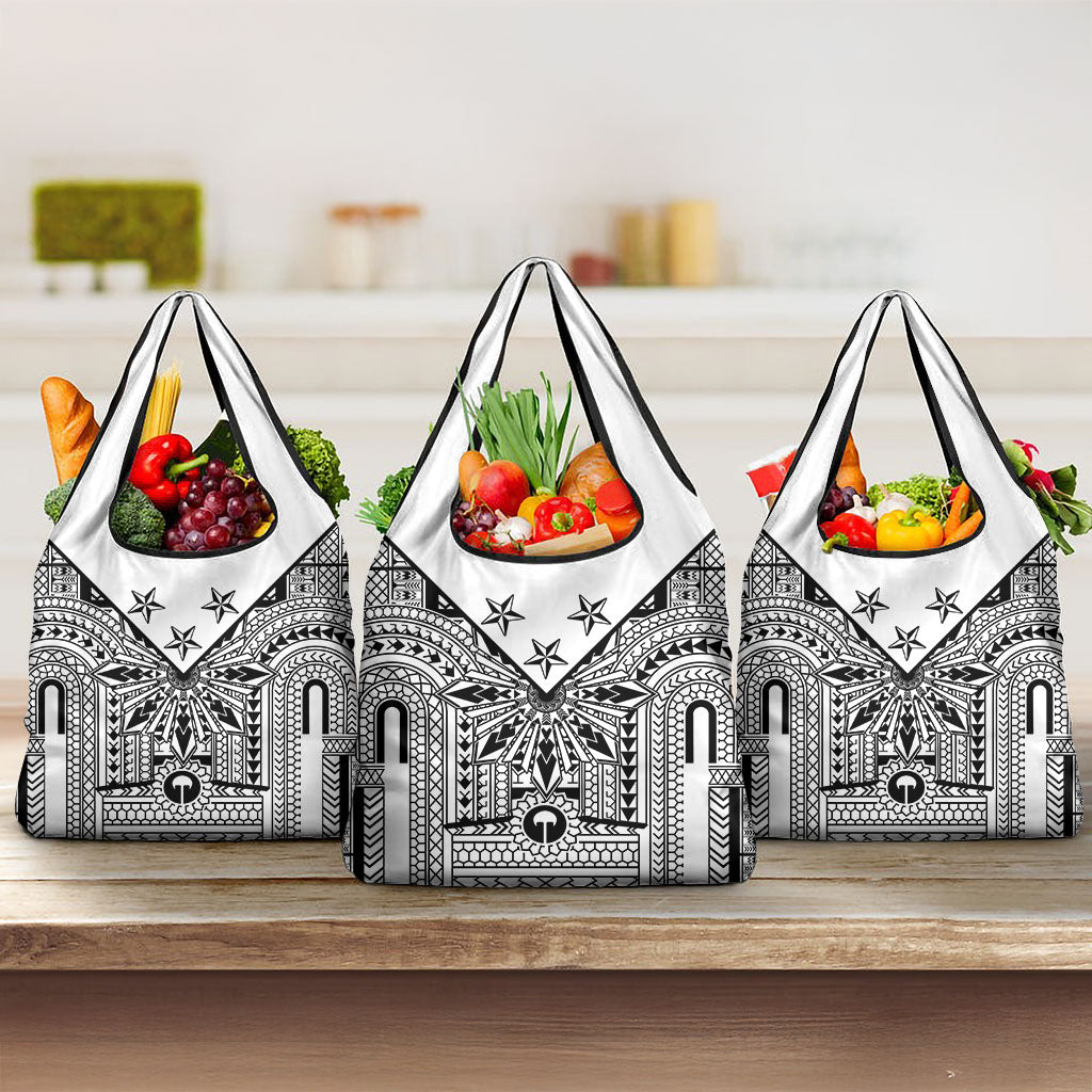 White Philippines Sun Star Grocery Bag Igorot Tribal Inspiration