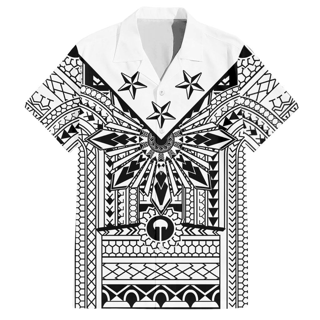 White Philippines Sun Star Hawaiian Shirt Igorot Tribal Inspiration