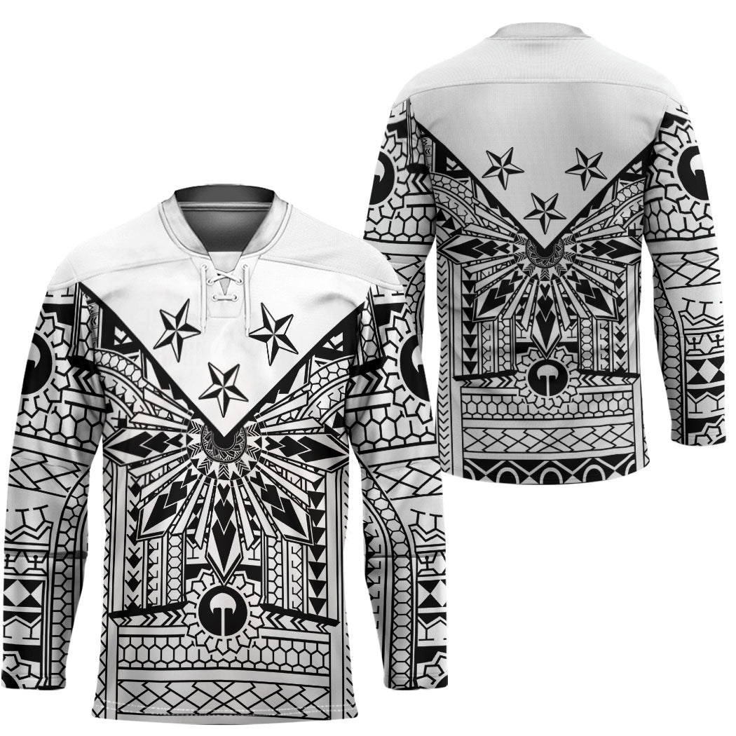 White Philippines Sun Star Hockey Jersey Igorot Tribal Inspiration
