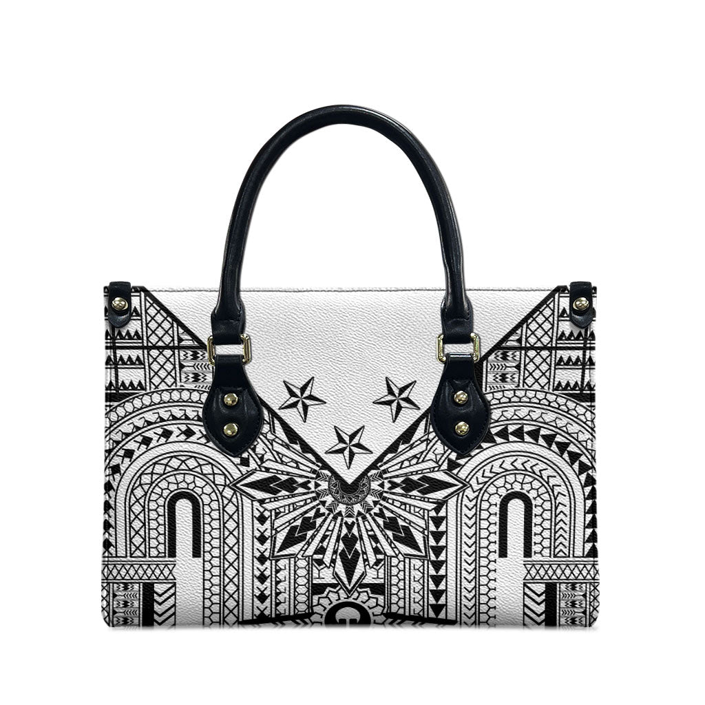 White Philippines Sun Star Leather Bag Igorot Tribal Inspiration