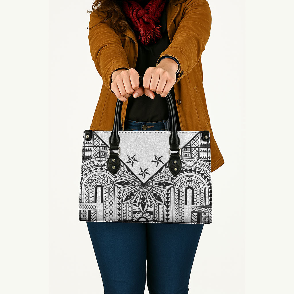 White Philippines Sun Star Leather Bag Igorot Tribal Inspiration