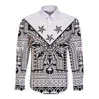 White Philippines Sun Star Long Sleeve Button Shirt Igorot Tribal Inspiration