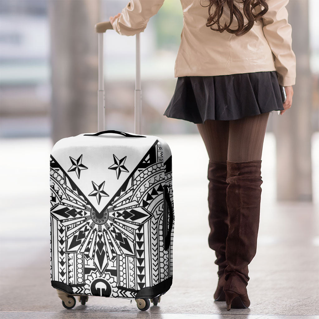 White Philippines Sun Star Luggage Cover Igorot Tribal Inspiration