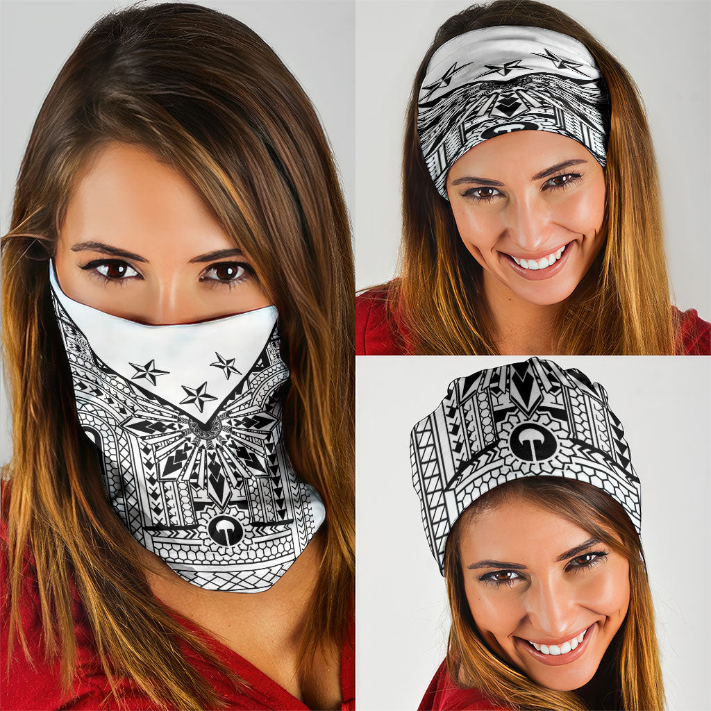 White Philippines Sun Star Neck Gaiter Igorot Tribal Inspiration
