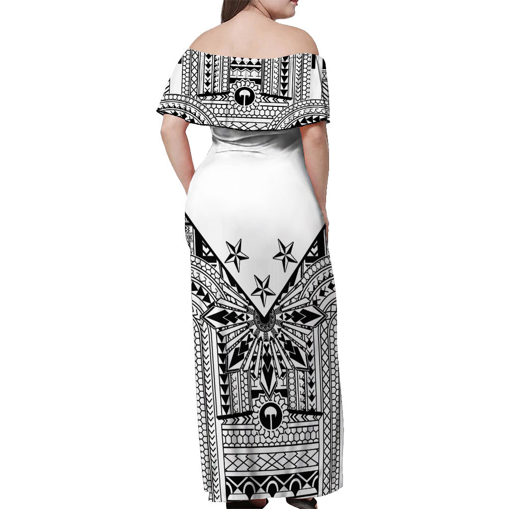 White Philippines Sun Star Off Shoulder Maxi Dress Igorot Tribal Inspiration
