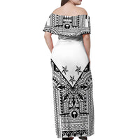 White Philippines Sun Star Off Shoulder Maxi Dress Igorot Tribal Inspiration