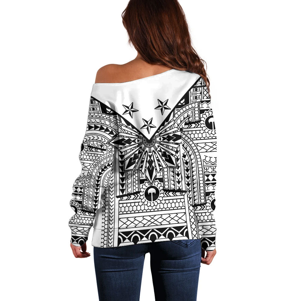 White Philippines Sun Star Off Shoulder Sweater Igorot Tribal Inspiration