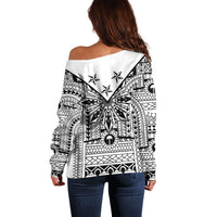 White Philippines Sun Star Off Shoulder Sweater Igorot Tribal Inspiration