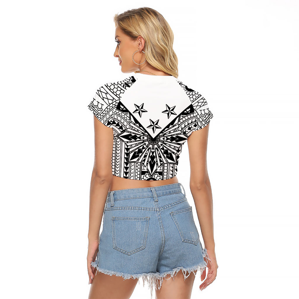 White Philippines Sun Star Raglan Cropped T Shirt Igorot Tribal Inspiration
