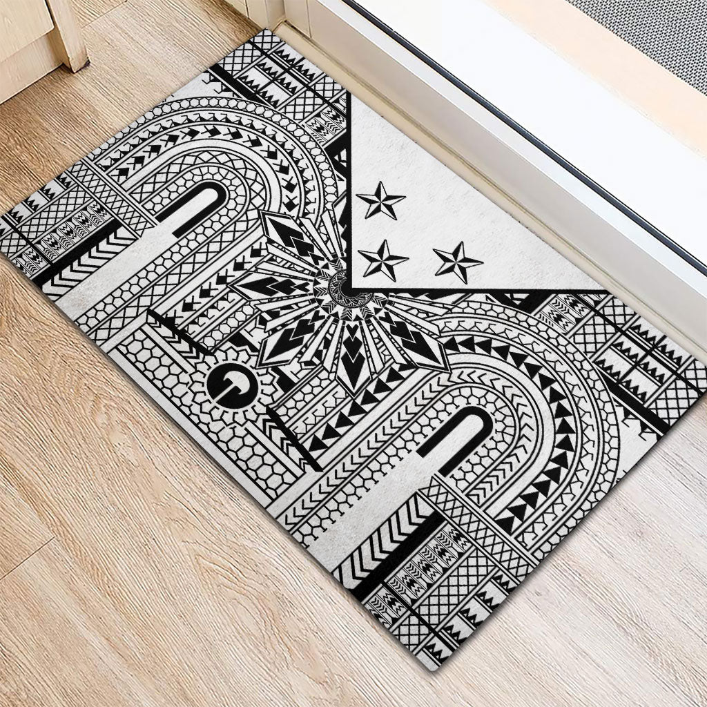 White Philippines Sun Star Rubber Doormat Igorot Tribal Inspiration