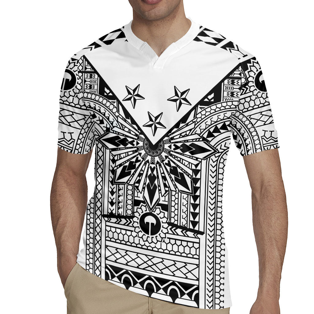 White Philippines Sun Star Rugby Jersey Igorot Tribal Inspiration