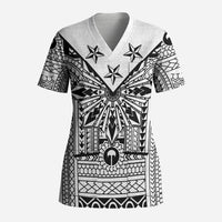 White Philippines Sun Star Scrub Top Igorot Tribal Inspiration