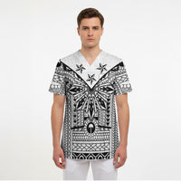 White Philippines Sun Star Scrub Top Igorot Tribal Inspiration