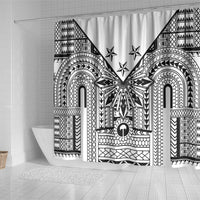 White Philippines Sun Star Shower Curtain Igorot Tribal Inspiration