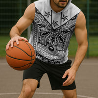 White Philippines Sun Star Sleeveless Hoodie Igorot Tribal Inspiration