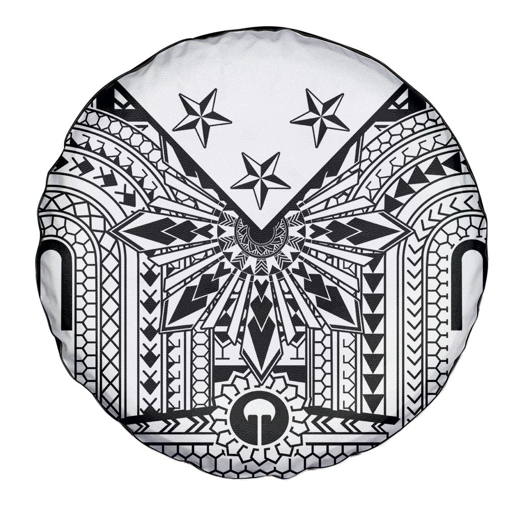 White Philippines Sun Star Spare Tire Cover Igorot Tribal Inspiration