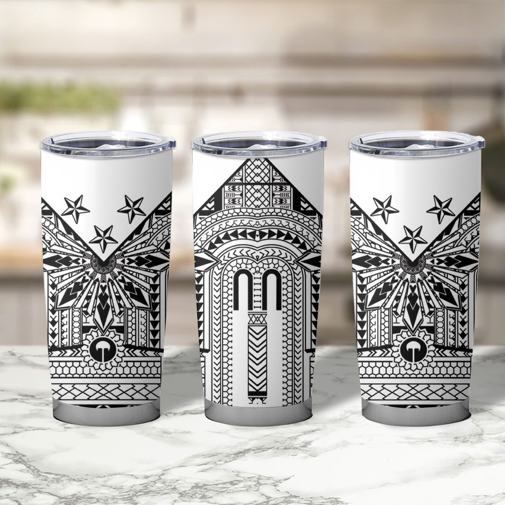 White Philippines Sun Star Tumbler Cup Igorot Tribal Inspiration