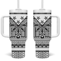 White Philippines Sun Star Tumbler With Handle Igorot Tribal Inspiration