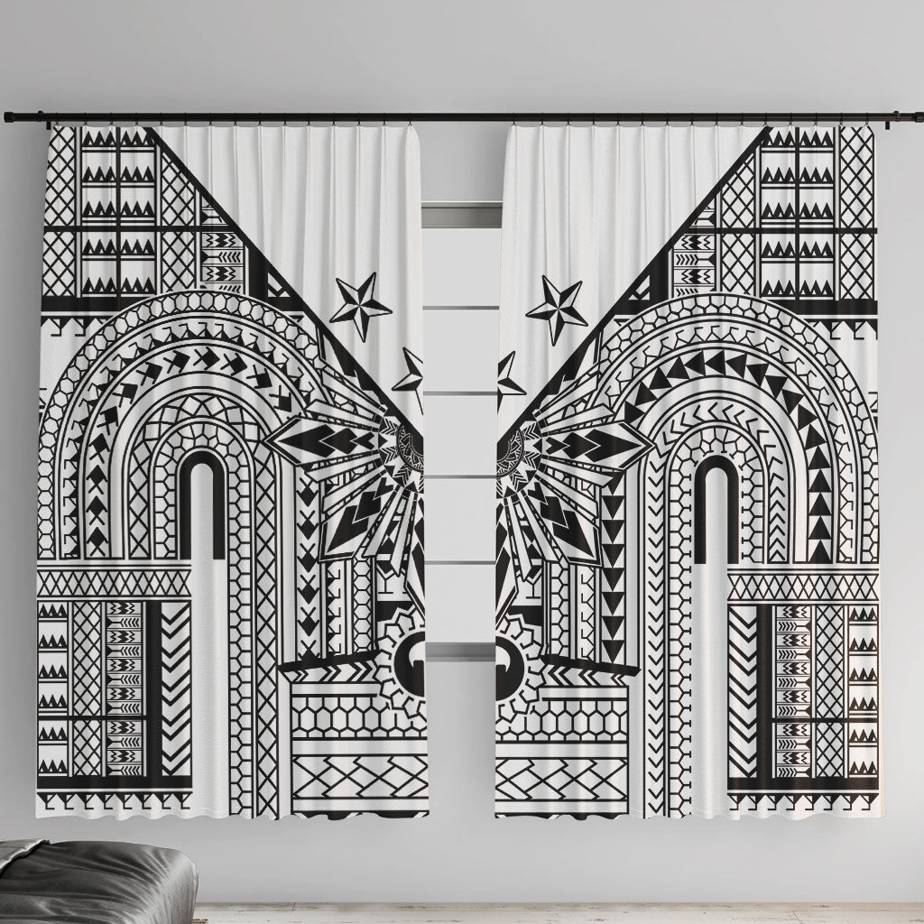 White Philippines Sun Star Window Curtain Igorot Tribal Inspiration