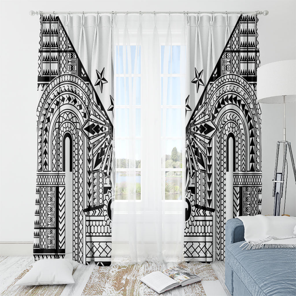 White Philippines Sun Star Window Curtain Igorot Tribal Inspiration