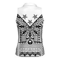 White Philippines Sun Star Women Sleeveless Polo Shirt Igorot Tribal Inspiration