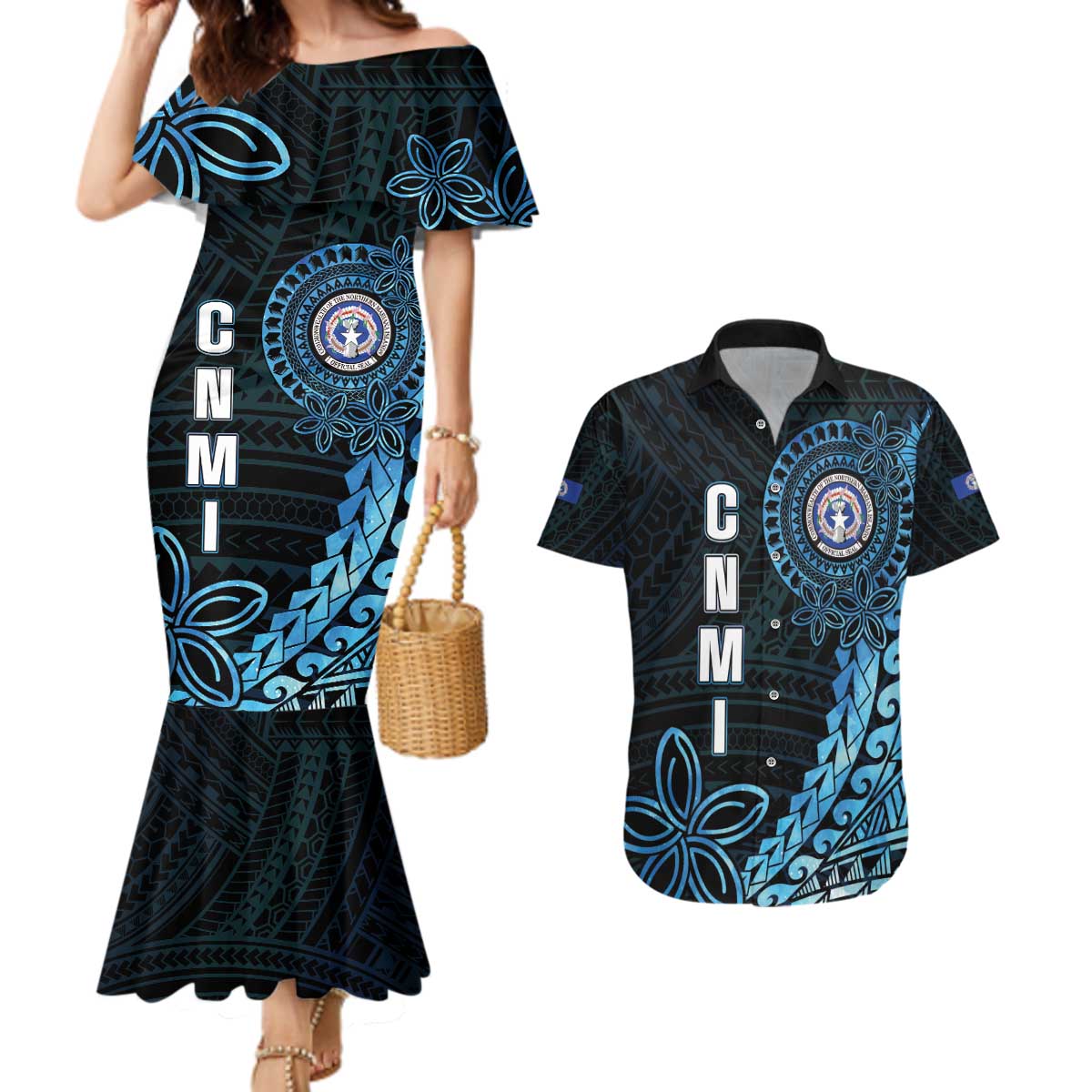 Personalized Northern Mariana Islands 78th Liberation Day Couples Matching Mermaid Dress and Hawaiian Shirt