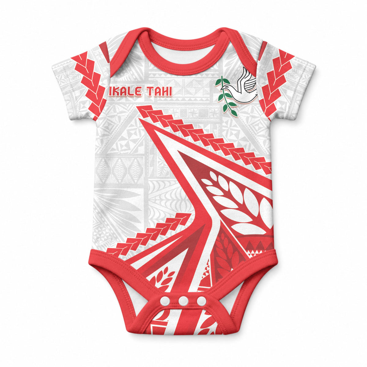 Custom Tonga Rugby 2024 Pacific Baby Onesie Go Ikale Tahi LT05 White - Polynesian Pride