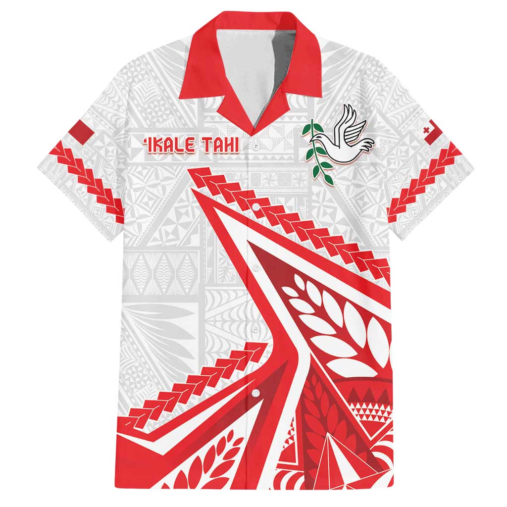 Custom Tonga Rugby 2024 Pacific Family Matching Long Sleeve Bodycon Dress and Hawaiian Shirt Go Ikale Tahi LT05 Dad's Shirt - Short Sleeve White - Polynesian Pride