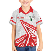 Custom Tonga Rugby 2024 Pacific Family Matching Long Sleeve Bodycon Dress and Hawaiian Shirt Go Ikale Tahi LT05 Son's Shirt White - Polynesian Pride