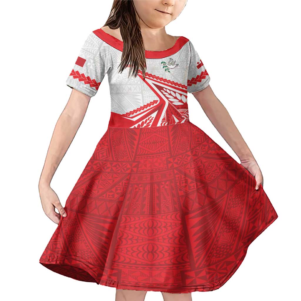 Custom Tonga Rugby 2024 Pacific Family Matching Mermaid Dress and Hawaiian Shirt Go Ikale Tahi LT05 Daughter's Dress White - Polynesian Pride