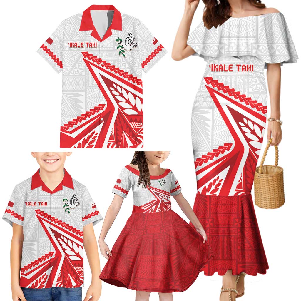 Custom Tonga Rugby 2024 Pacific Family Matching Mermaid Dress and Hawaiian Shirt Go Ikale Tahi LT05 - Polynesian Pride